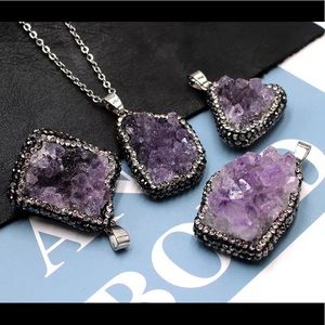 Raw Natural Amethyst pendant necklace, birthstone